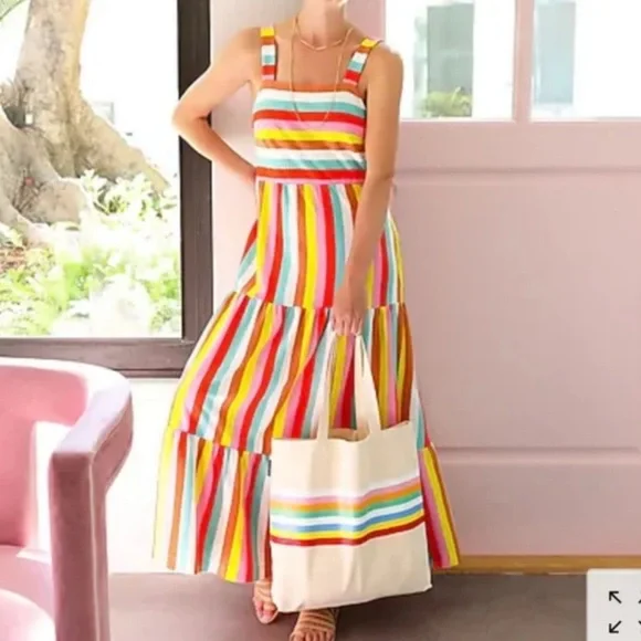 J. Crew Multicolor Striped Maxi Dress - Picture 1 of 11